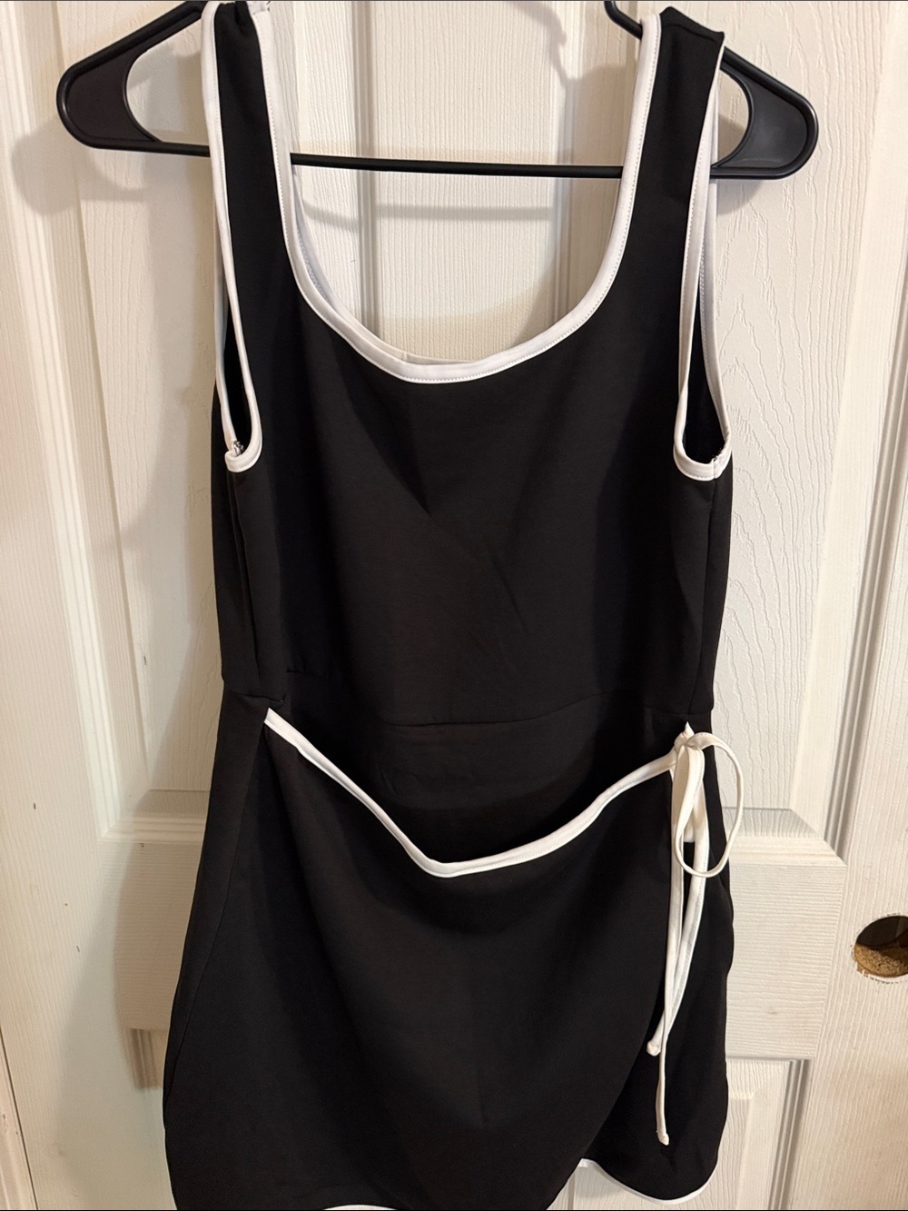 Zenana Outfitters Black Romper Dress with White Trim